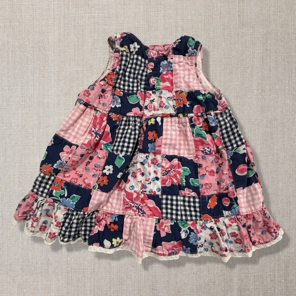 The Children’s Place Girls 6-9M Vintage 2013 Patchwork Floral Dress Cottagecore